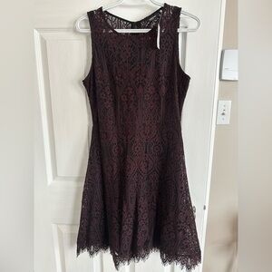 Elegant Burgundy Lace Sleeveless Dress